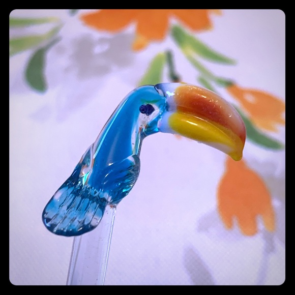 NWT Glass Toucan Swizzle Sticks-10 in a set. - Picture 1 of 5